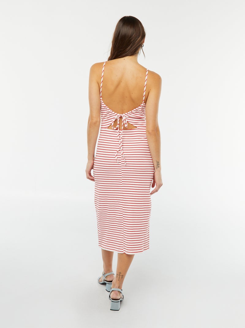 Vestido midi com alças finas Vermelho - Kiabi