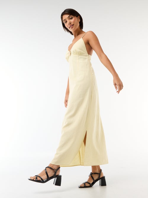 Vestido midi com bijuteria no decote - Kiabi