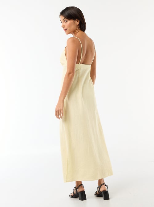 Vestido midi com bijuteria no decote - Kiabi