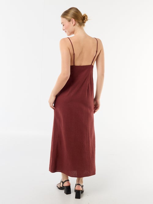Vestido midi com bijuteria no decote - Kiabi