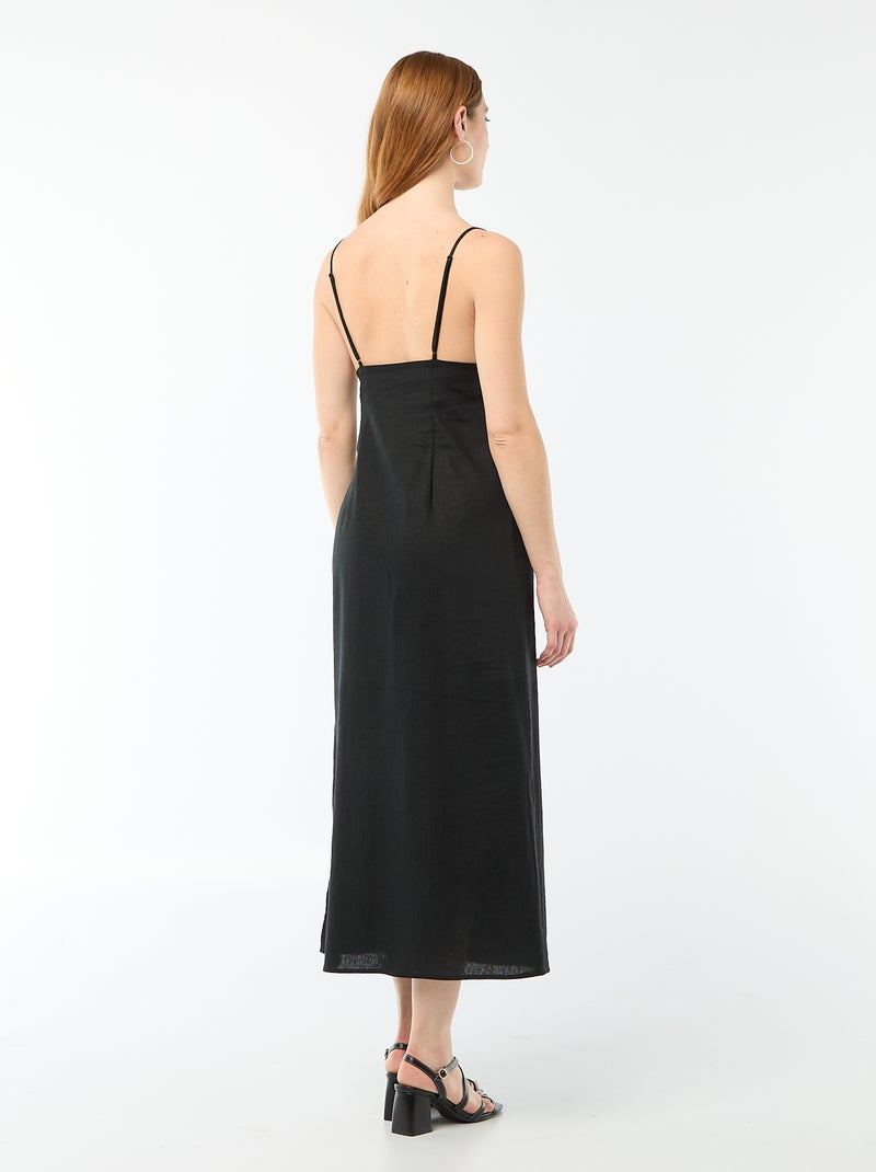 Vestido midi com bijuteria no decote Preto - Kiabi