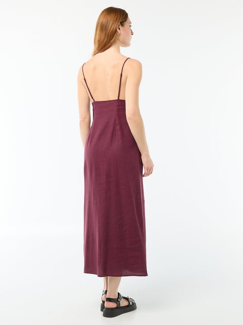 Vestido midi com bijuteria no decote - Kiabi