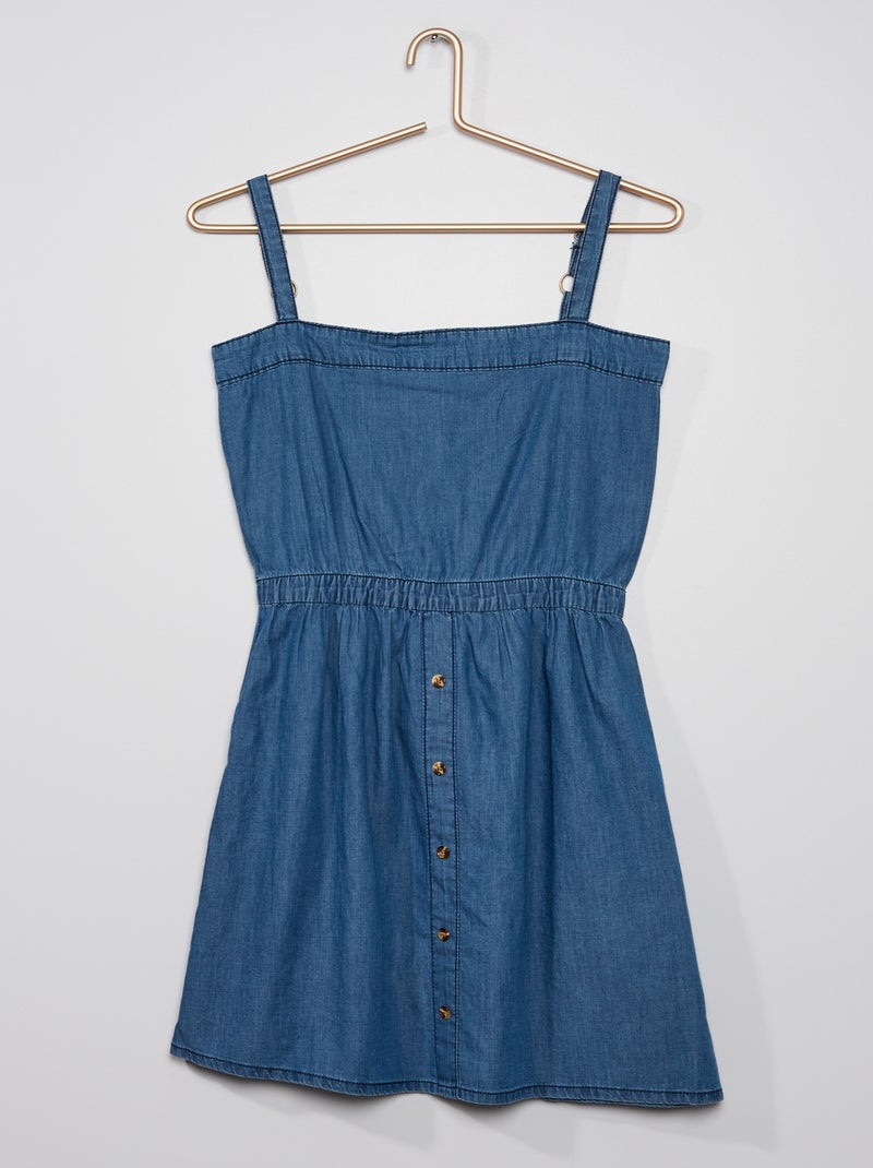 Vestido midi com botões Jeans - Kiabi