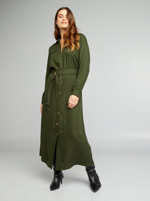 Vestido midi com cinto - Kiabi
