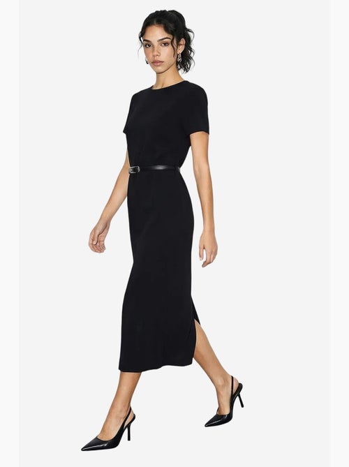 Vestido midi com cinto e decote redondo lucci - Kiabi