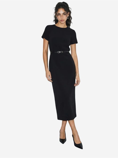 Vestido midi com cinto e decote redondo lucci - Kiabi