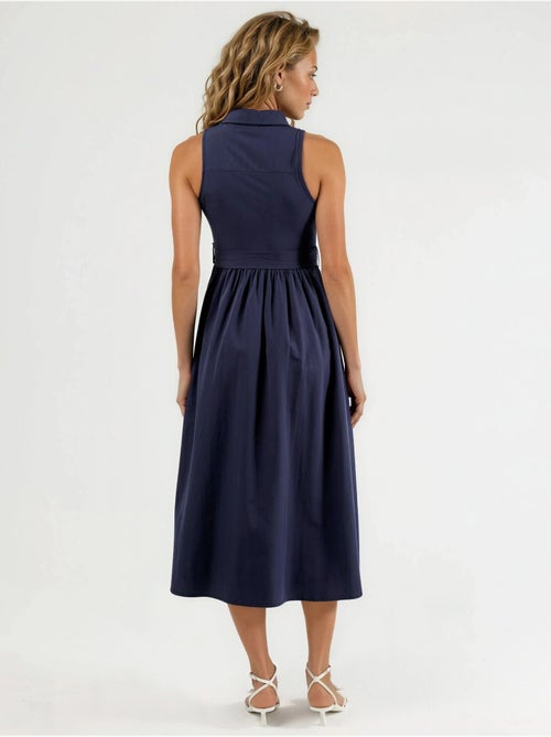 Vestido midi com colarinho de camisa e cinto busem - Kiabi Vestido midi com colarinho de camisa e cinto busem - Kiabi