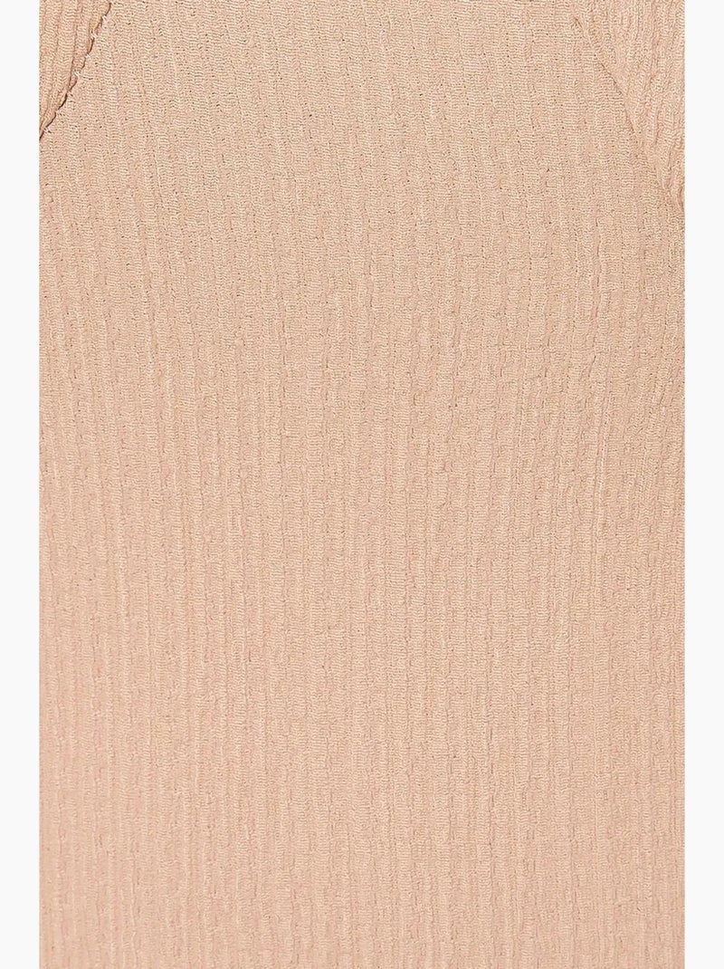 Vestido midi com decote em coração e manga abalonada e racha lateral hiccup Bege natural - Kiabi