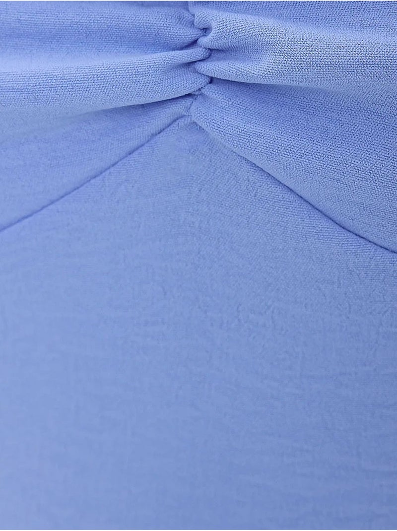Vestido midi com decote em coração e racha lateral hiccup Azul-céu - Kiabi