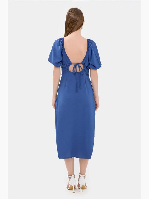 Vestido midi com decote em coração e racha lateral hiccup - Kiabi Vestido midi com decote em coração e racha lateral hiccup - Kiabi