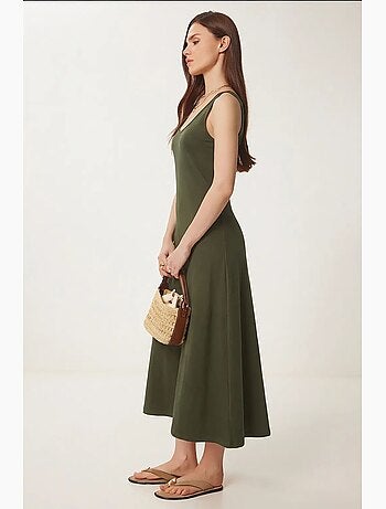 Vestido midi com decote em u istanbul