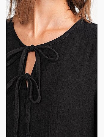 Vestido midi com decote em v e fecho com laço mixray