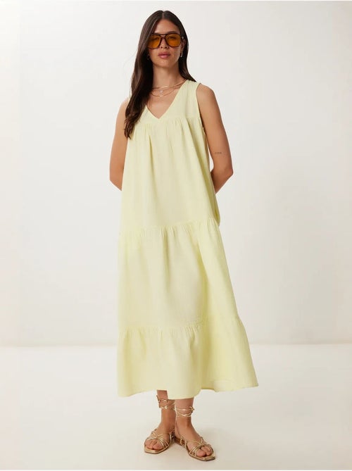 Vestido midi com decote em v e folhos istanbul - Kiabi Vestido midi com decote em v e folhos istanbul - Kiabi