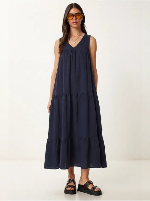 Vestido midi com decote em v e folhos istanbul - Kiabi Vestido midi com decote em v e folhos istanbul - Kiabi
