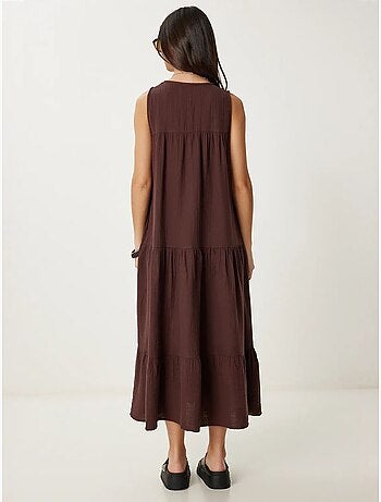 Vestido midi com decote em v e folhos istanbul