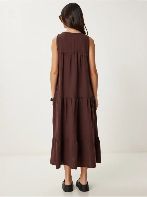 Vestido midi com decote em v e folhos istanbul - Kiabi Vestido midi com decote em v e folhos istanbul - Kiabi