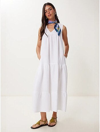 Vestido midi com decote em v e folhos istanbul