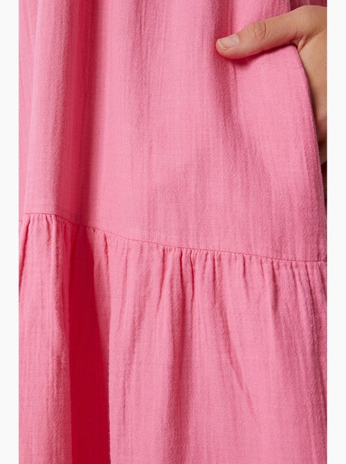 Vestido midi com decote em v e folhos istanbul - Kiabi Vestido midi com decote em v e folhos istanbul - Kiabi