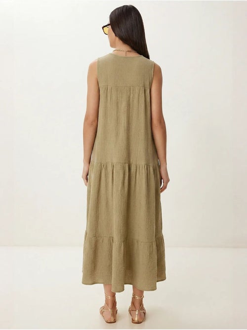 Vestido midi com decote em v e folhos istanbul - Kiabi Vestido midi com decote em v e folhos istanbul - Kiabi