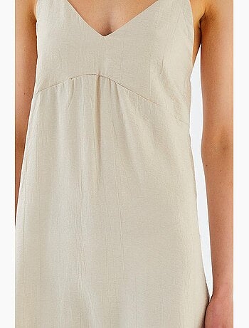 Vestido midi com decote em v e racha mixray