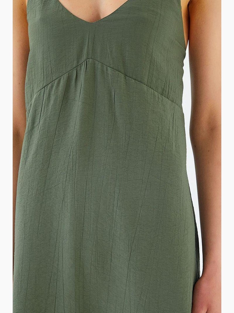 Vestido midi com decote em v e racha mixray Verde escuro - Kiabi