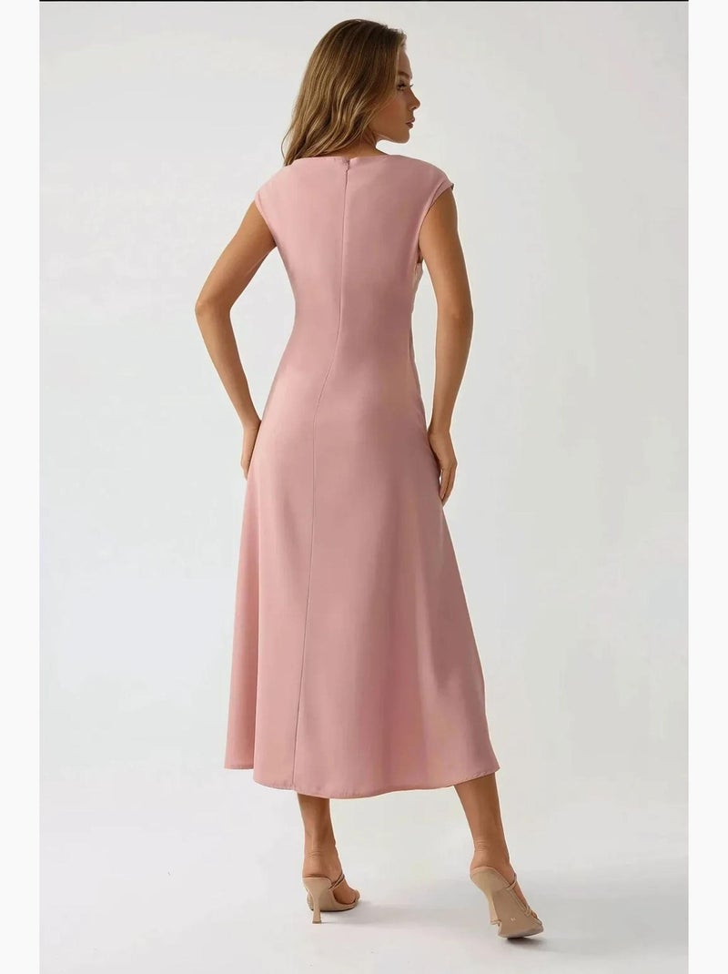 Vestido midi com decote em v e toque suave hiccup Rosa doce - Kiabi