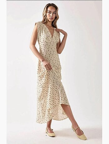 Vestido midi com decote em v floral hiccup