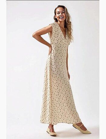 Vestido midi com decote em v floral hiccup