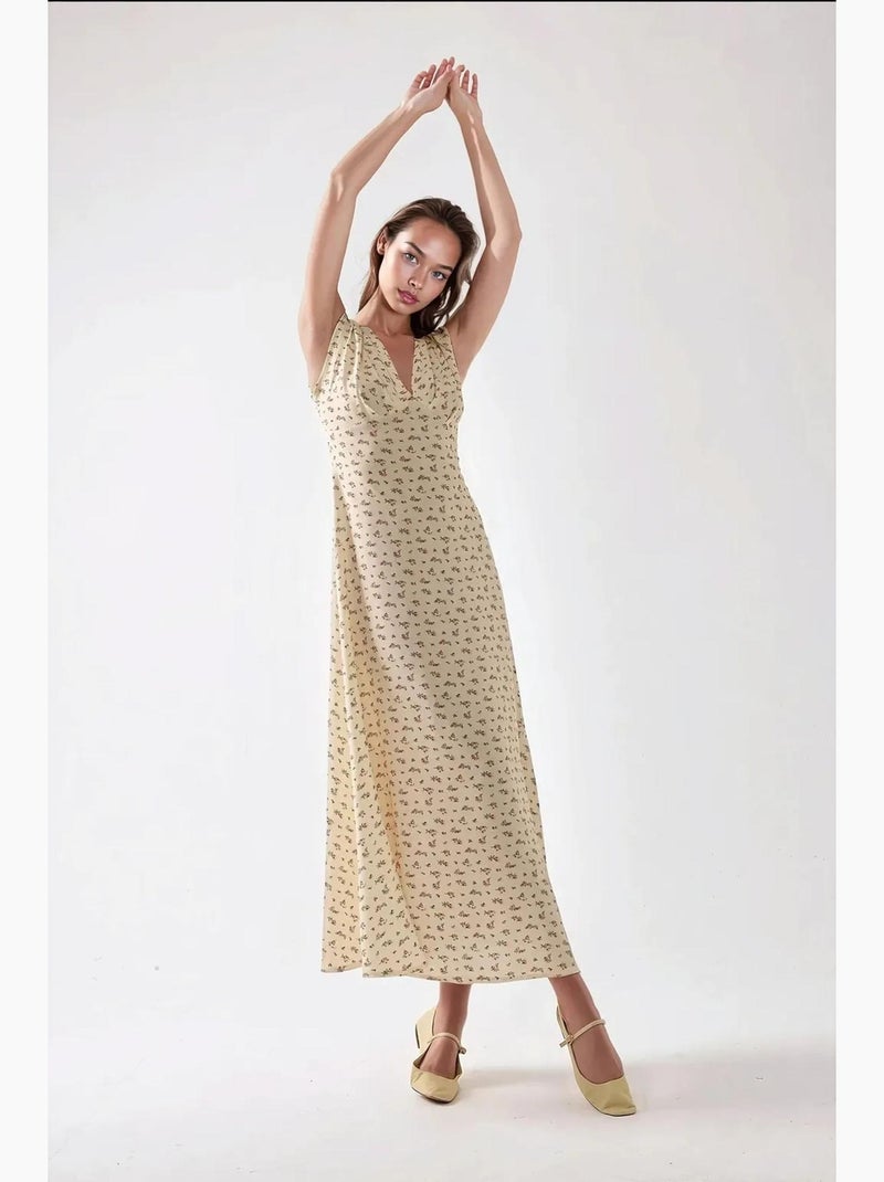 Vestido midi com decote em v floral hiccup Multicolorido - Kiabi