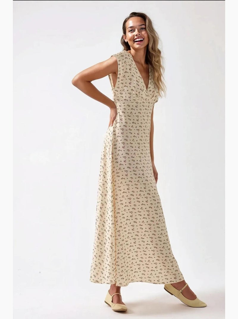 Vestido midi com decote em v floral hiccup Multicolorido - Kiabi