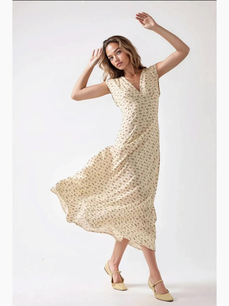 Vestido midi com decote em v floral hiccup Multicolorido - Kiabi
