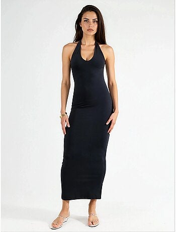 Vestido midi com decote halter busem
