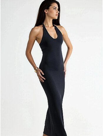 Vestido midi com decote halter busem