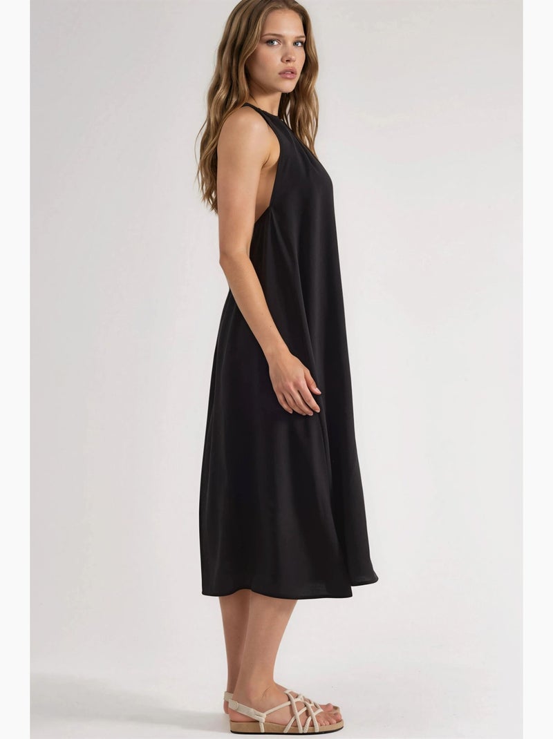 Vestido midi com decote halter busem Preto - Kiabi