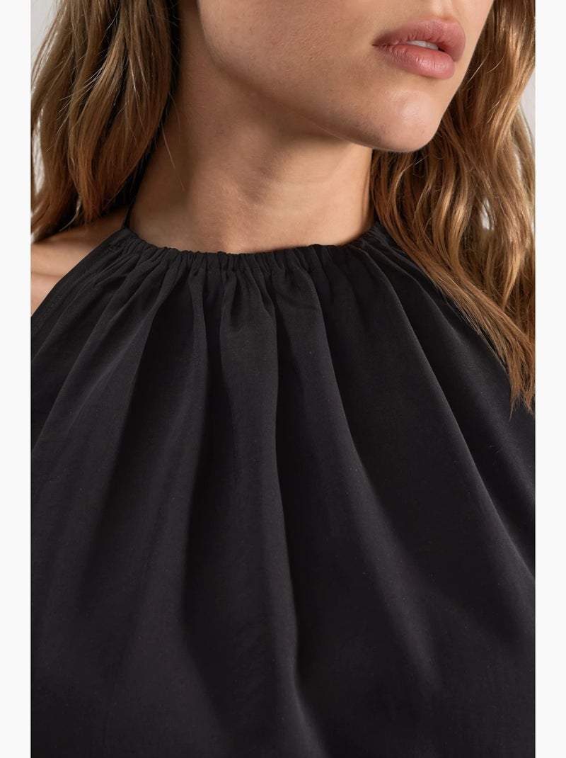 Vestido midi com decote halter busem Preto - Kiabi