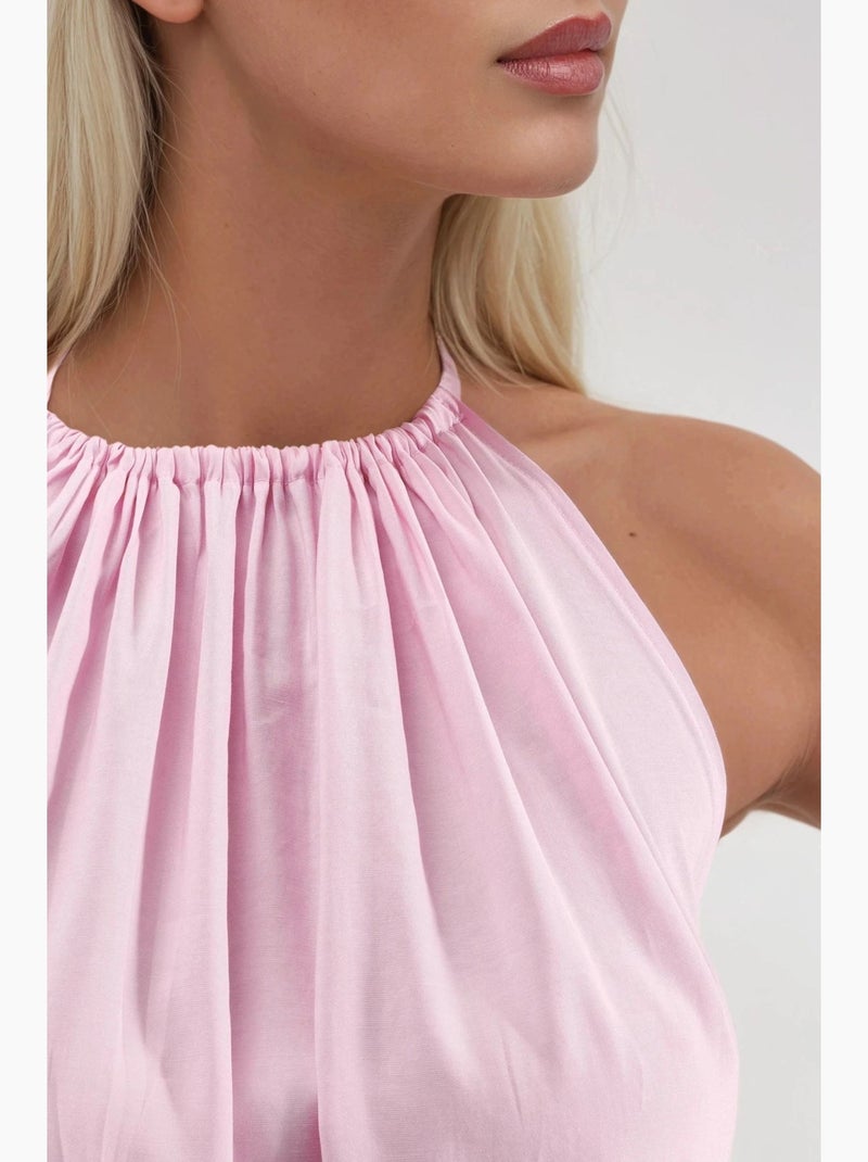 Vestido midi com decote halter busem Rosa-pálido - Kiabi