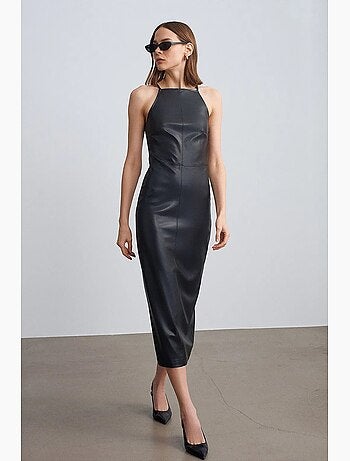 Vestido midi com decote halter dilvin