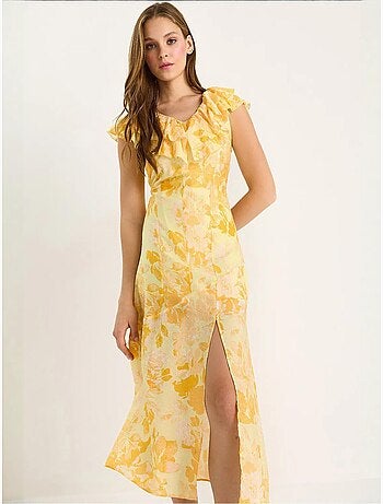 Vestido midi com detalhe de folho lucci