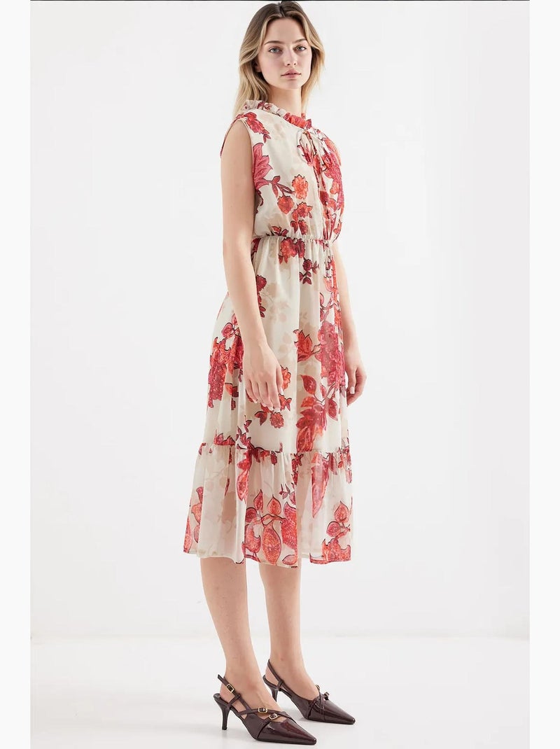Vestido midi com detalhe de laço bdart Vermelho caxemira - Kiabi