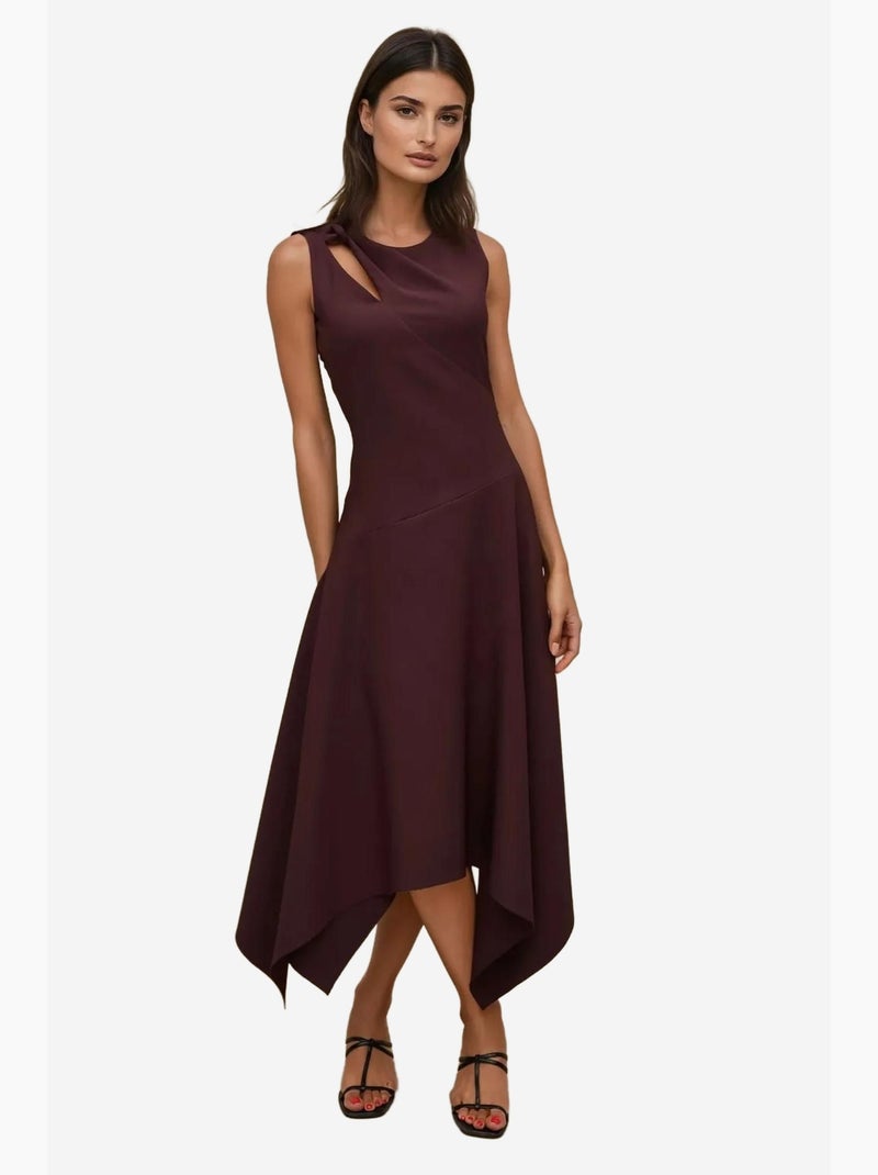 Vestido midi com detalhes cut-out hiccup Castanho-escuro - Kiabi