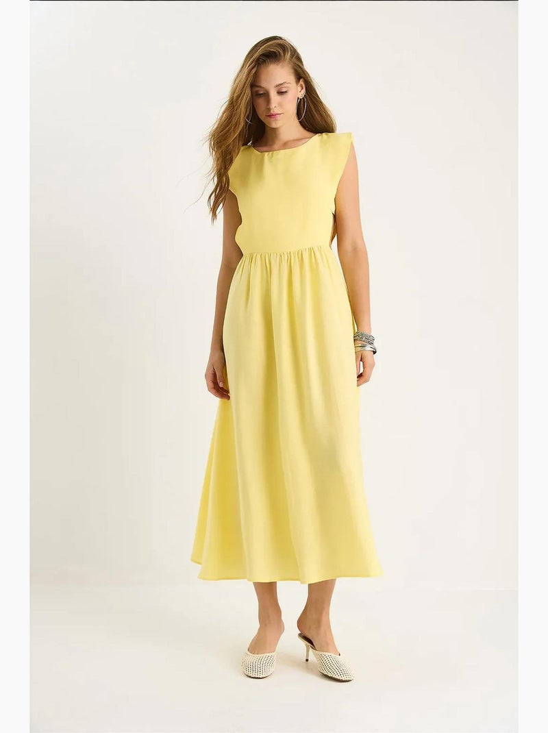 Vestido midi com detalhes cut-out lucci Amarelo-limão - Kiabi