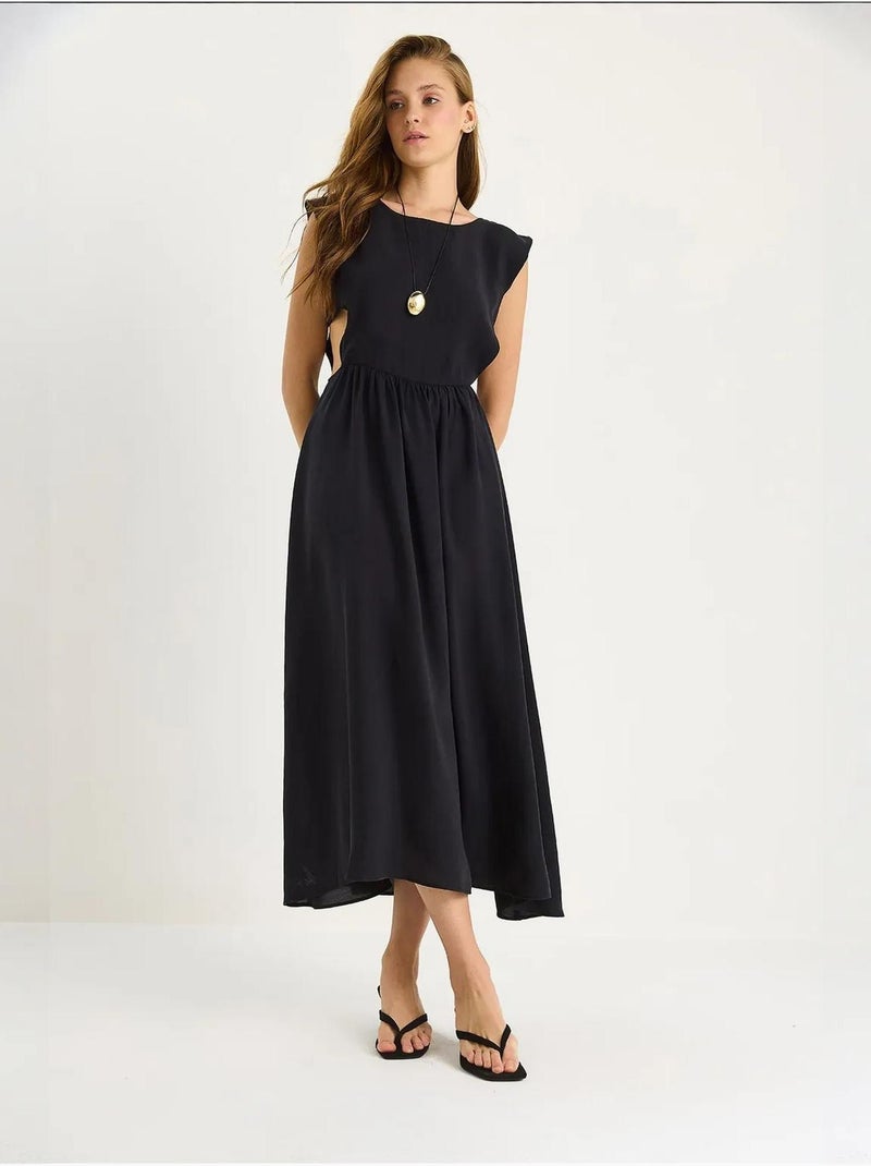 Vestido midi com detalhes cut-out lucci Preto - Kiabi