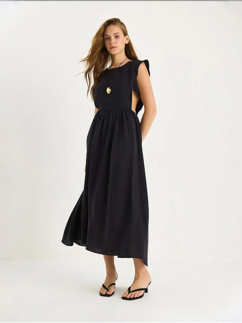 Vestido midi com detalhes cut-out lucci Preto - Kiabi