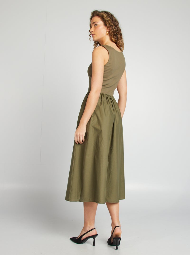 Vestido midi  com efeito 2 em 1  - CAQUI - Kiabi