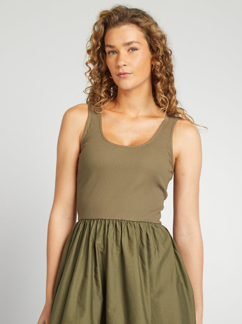 Vestido midi  com efeito 2 em 1  - CAQUI - Kiabi