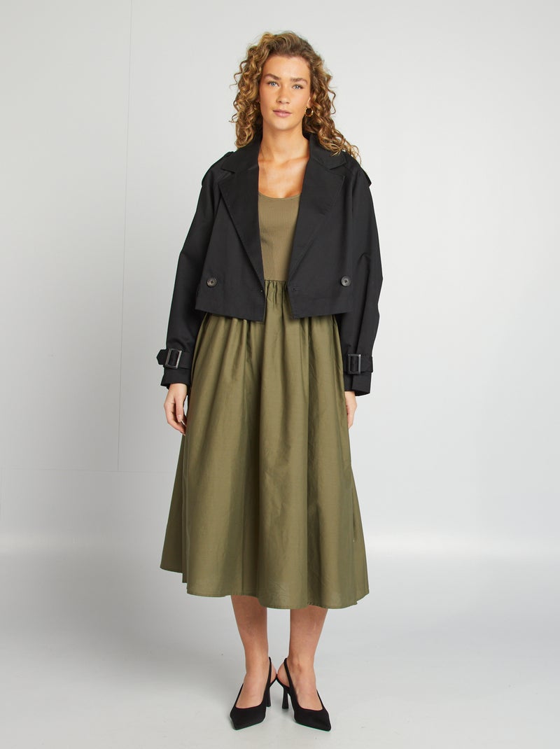 Vestido midi  com efeito 2 em 1  - CAQUI - Kiabi