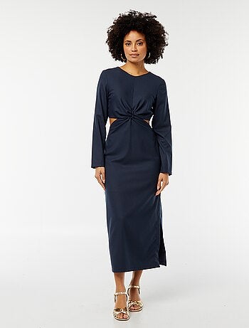 Vestido midi com efeito cruzado à frente