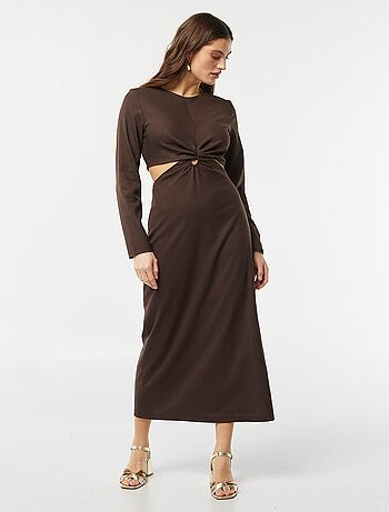Vestido midi com efeito cruzado à frente