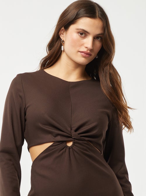 Vestido midi com efeito cruzado à frente - Kiabi