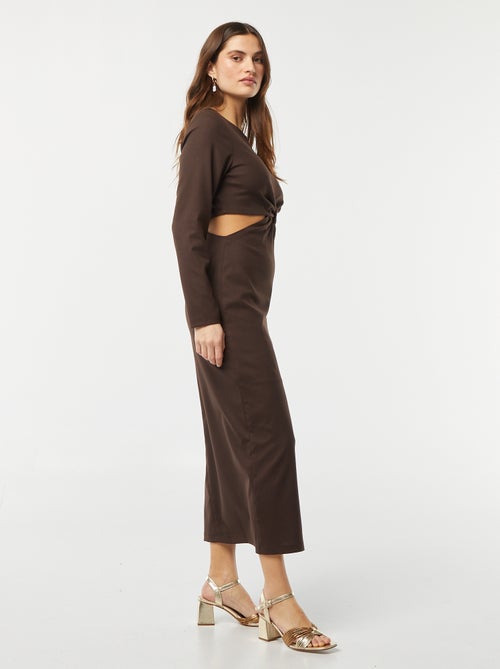 Vestido midi com efeito cruzado à frente - Kiabi